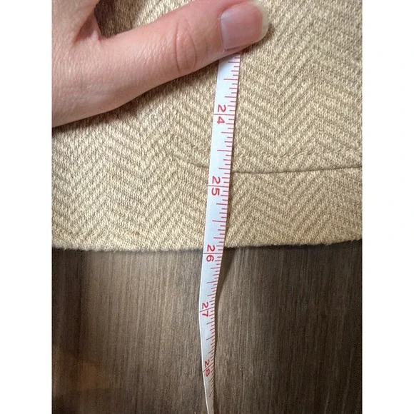 Ralph Lauren Tan Herringbone Blazer Women's Size 2 Cotton/Silk Blend Equestrian - Picture 6 of 7